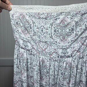 Torrid Tube Top Festival Super Soft Knit Strapless Paisley Floral Lace L Pink